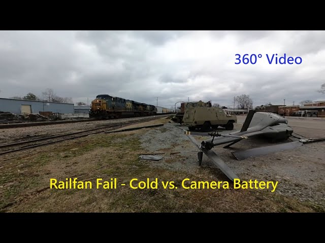 Railfan Fail - Cold vs. Camera Battery - Plus Tornado-Wrecked Army Helicopter - 360° Video