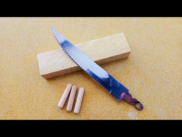 RESTAURAR un CUCHILLO 🔪 -- COMO hacer un MANGO para un CUCHILLO sin ESPIGA