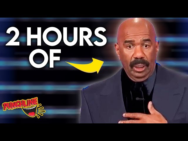 2 HOURS Of SPEECHLESS Steve Harvey! Funny Family Feud Rounds!