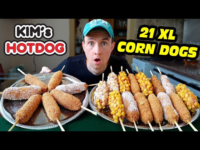 ULTIMATE KOREAN HOT DOG CHALLENGE!! (21 Large Corn Dogs)