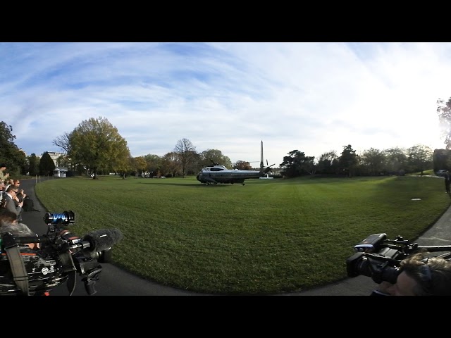 A Sikorsky VH-3D Sea King becomes Marine One on South Lawn of the White House