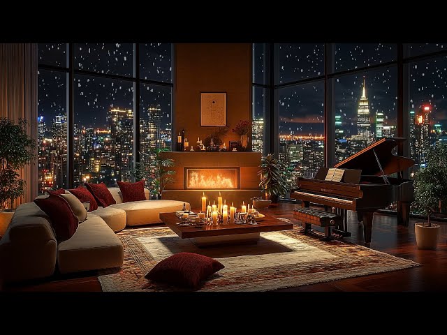 Luxury New York Apartment Smooth Jazz Tunes with Fireplace Ambience for Relaxing and Unwinding