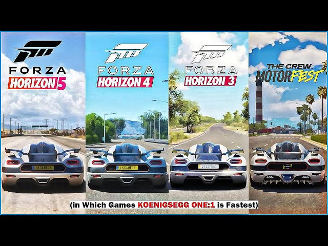 KOENIGSEGG ONE1 TOP SPEED IN FORZA HORIZON 5, FORZA HORIZON 4, FH3, THE CREW MOTORFAST, THE CREW 2