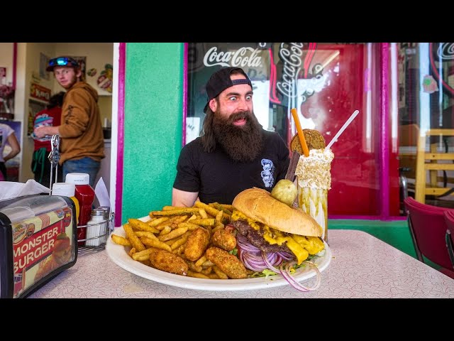 THIS DINER ON ROUTE 66 IS FAMOUS FOR THEIR 'MONSTER BURGER' CHALLENGE! | BeardMeatsFood