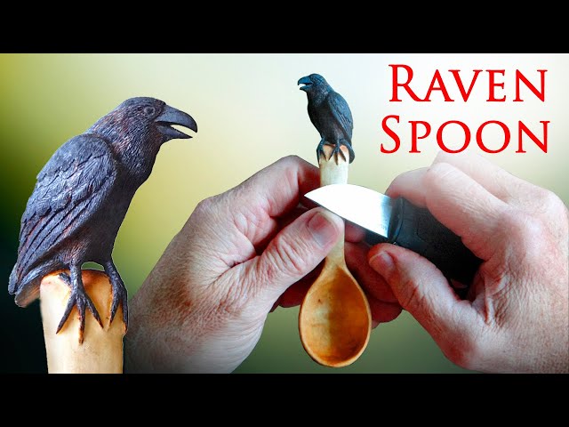 Hand Carved Raven Spoon