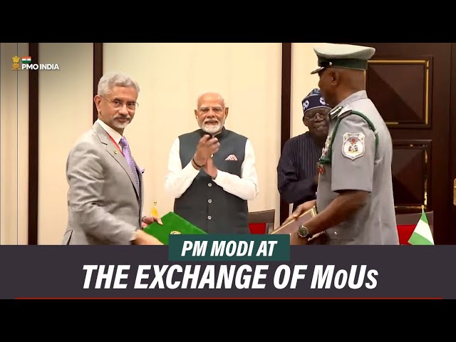 Prime Minister Narendra Modi at the Exchange of MoUs and Statements in Nigeria