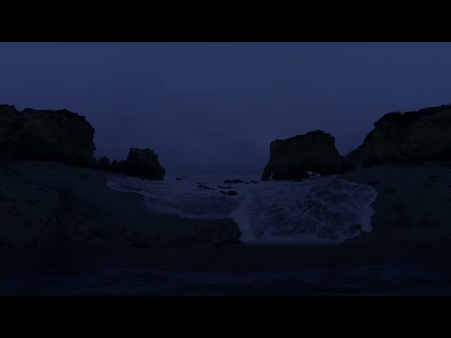 Relaxing Beach at Night  |  1 Hour  |  Ocean Wave Sounds  |  360 VR Video