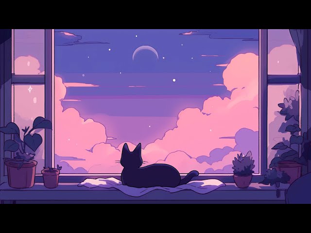 Peaceful night on the rooftop with my cat • Lofi Hip Hop Mix 🐾 Chill Beats To Relax / Study To