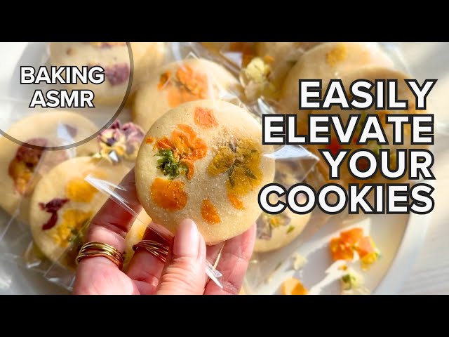 EASY COOKIE DECORATING TUTORIAL WITH EDIBLE FLOWERS - BAKING ASMR - BRIDAL SHOWER IDEA