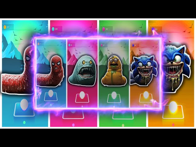 Tiles Hop EDM Rush  SpiderWorm 🆚 Thomas Train Eather🆚Minion CyberWorm 🆚Sonic EXE🎶Tiles Hop EDM Rush!