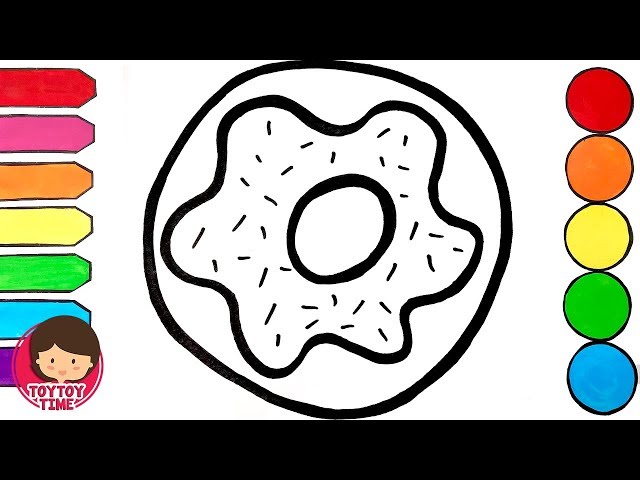 Glitter Donut Coloring and Drawing for Kids Toddlers Rainbow Sprinkles Doughnut Fun