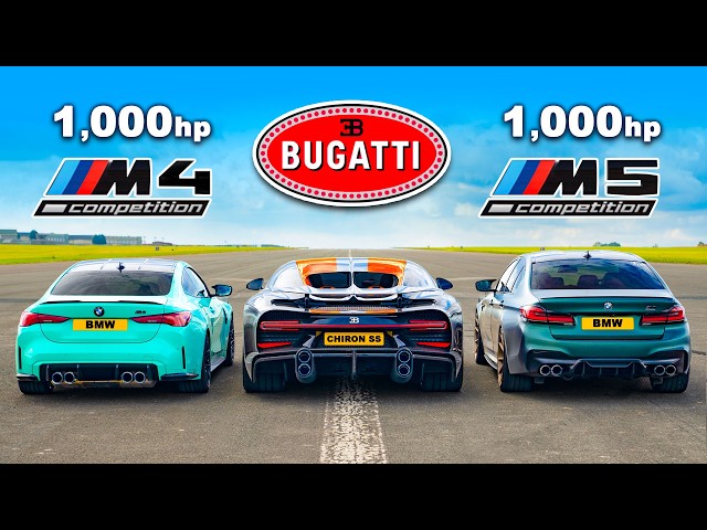 Bugatti Chiron Super Sport v 1,000hp BMW M4 and M5: DRAG RACE