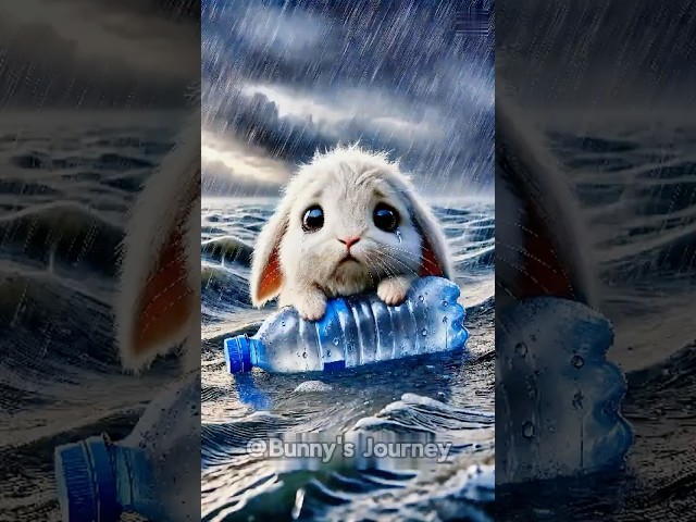 A bunny floating in the middle of a heavy rainstorm #RabbitRescue #CuteAnimals #animalrescue