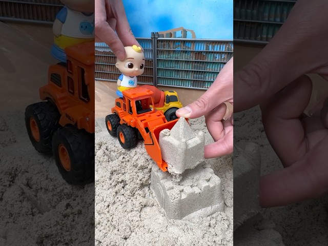 How to Build a REAL Sandcastle 🏰 with Toy Excavators! CoComelon Toys! #shorts