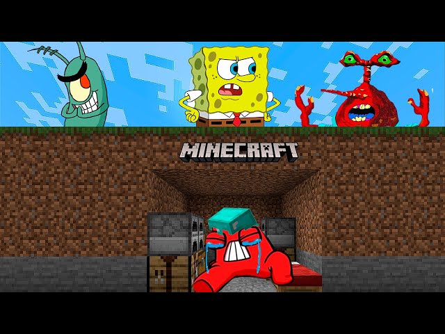 Minecraft Speedrunner Plankton VS 3 Hunters - SpongeBob Animation