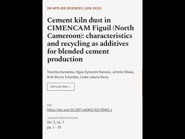 Cement kiln dust in CIMENCAM Figuil (North Cameroon): characteristics and recycling a... | RTCL.TV