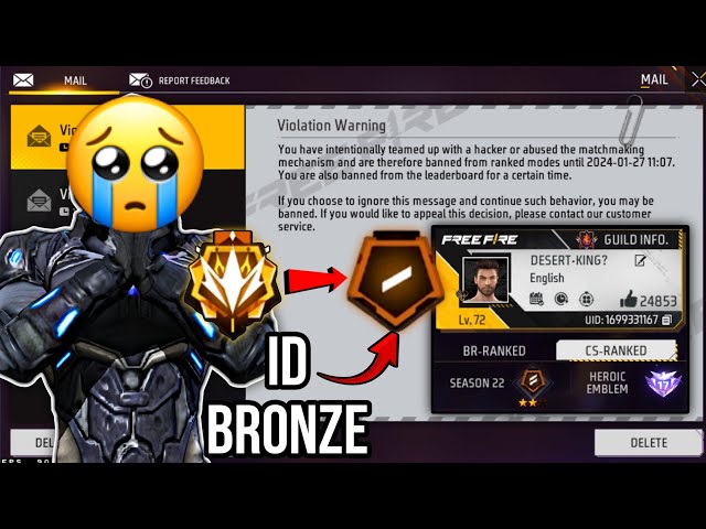 MY ID GOT BRONZE FROM 😨467 STARS TO DIRECT BRONZE 🤬