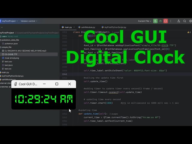 Cool GUI Digital Clock in Python using PyQt5 Library