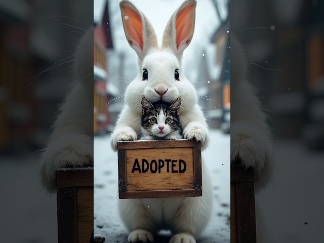 Why did the Rabbit adopt the Kitten? #rabbitrescue #cuteanimals #animalrescue