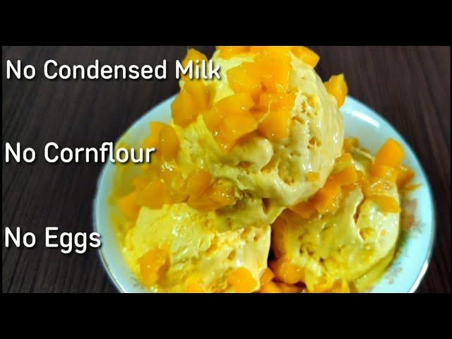 Mango Icecream Recipe | Homemade Ice Cream (3 Ingredients only) (No Eggs) (No Icecream Machine)