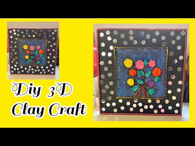 How to make 3d clay art on MDF board |youtube video|clay art |floral clay art😍😍😍