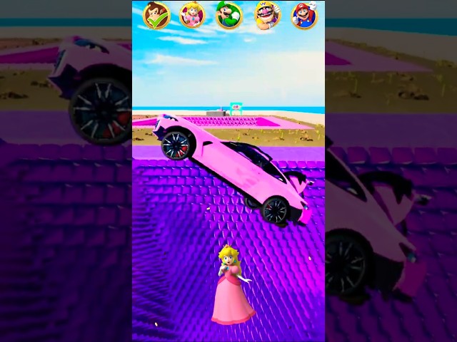 Super Mario Car Jump Challenge! 🚗💨 Donkey Kong, Luigi, Peach & Mario Race!