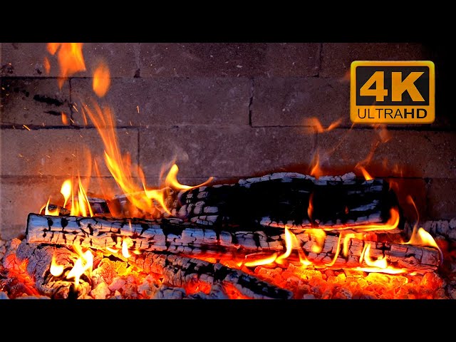 🔥 FIREPLACE 4K. Relaxing Fireplace with Burning Logs and Crackling Fire Sounds