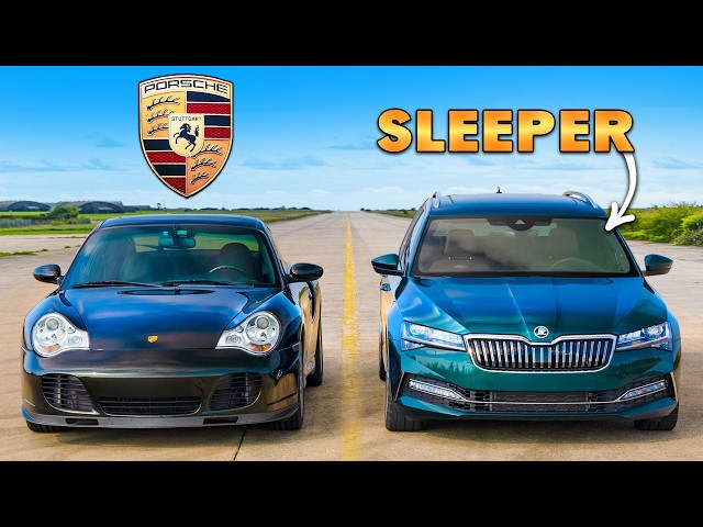 Porsche 911 Turbo S v SLEEPER Skoda Superb: DRAG RACE