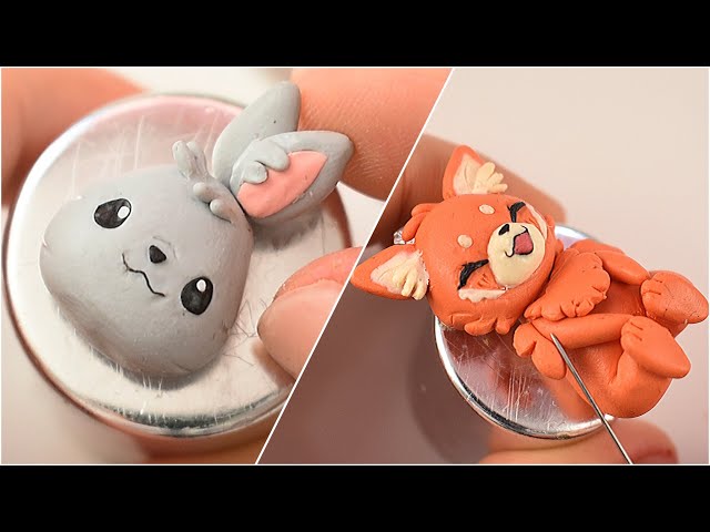 Making of- Clay Art with Polymer Clay 🦊🐰 | DIY CRAFT | Strawberrypuffcake