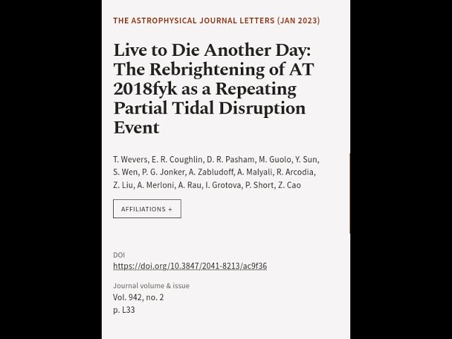 Live to Die Another Day: The Rebrightening of AT 2018fyk as a Repeating Partial Tidal... | RTCL.TV