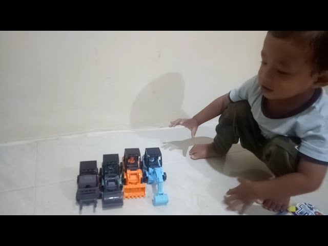 mobil mainan Excavator (bego),Bulldozer,Roller dan Forklift  - unboxing mainan