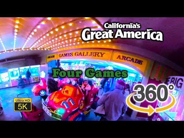 VR 360 Ultra HD 5K Games Gallery Four Arcade Games Complete Playthrough California's Great America