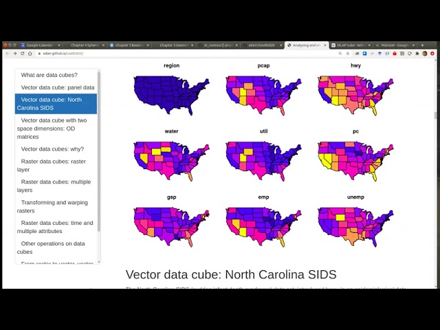 useR! 2020: Analyzing & visualising spatial data cubes (E. Pebesma, M. Tennekes), tutorial