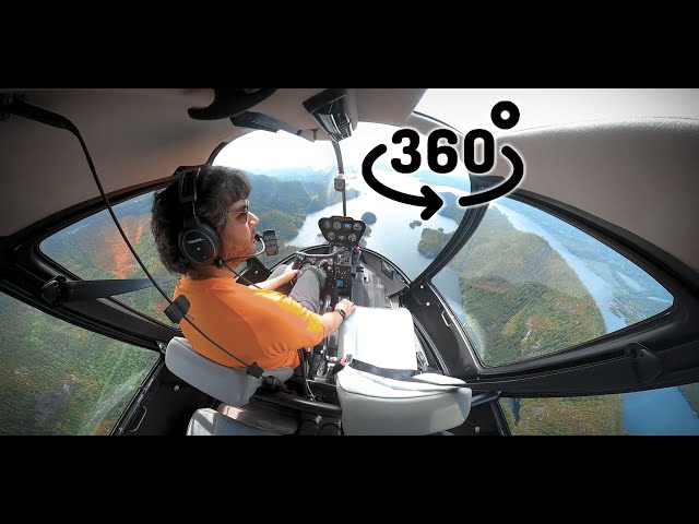 Stunning Helicopter Flight over Beautiful British Columbia | 360° Cockpit -- Robinson R44