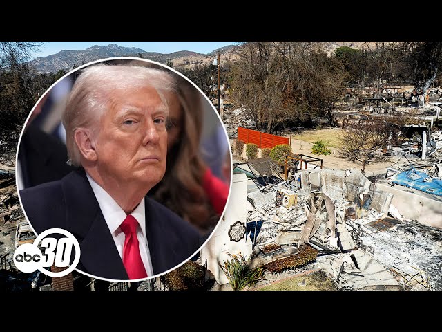 President Trump plans trip to Los Angeles-area wildfire zones, pushes to withhold aid