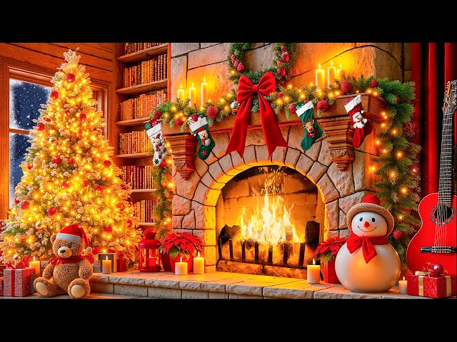 24/7 Beautiful Christmas Fireplace Ambience🔥🎄Relaxing Christmas Fireplace Music ☃️Christmas Ambience