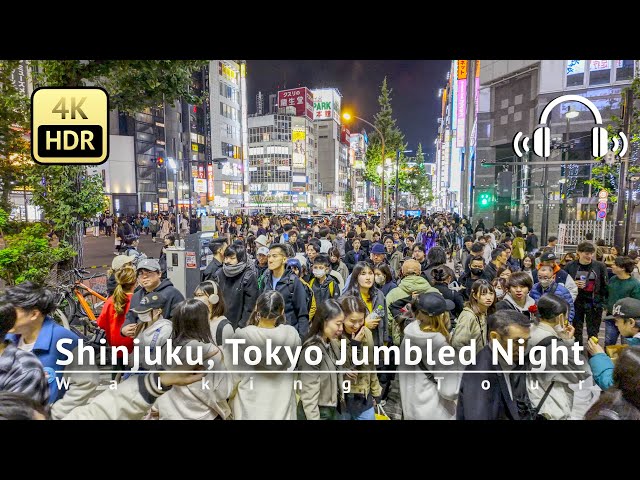 Tokyo Jumbled Night : from Cyberpunk to Retro Town & Super Crowded Shrine [4K/HDR/Binaural]