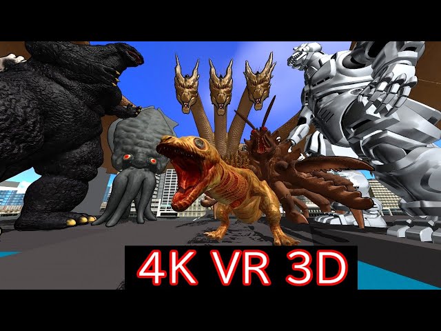 【MMD VR180】Godzilla ＆ MechaGodzilla ＆ Monsters (ゴジラ ＆メカゴジラ ＆ 怪獣達 )