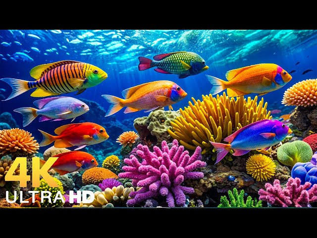 OCEAN 4K VIDEO ULTRA HD 🐠 Tropical Fish, Coral Reef, Jellyfish - Relaxing Sleep Meditation Music #3