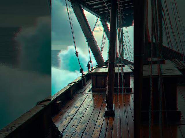 *3D ANAGLYPH* First-Person View on a 19th Century Wooden Galleon #retro #3dimage