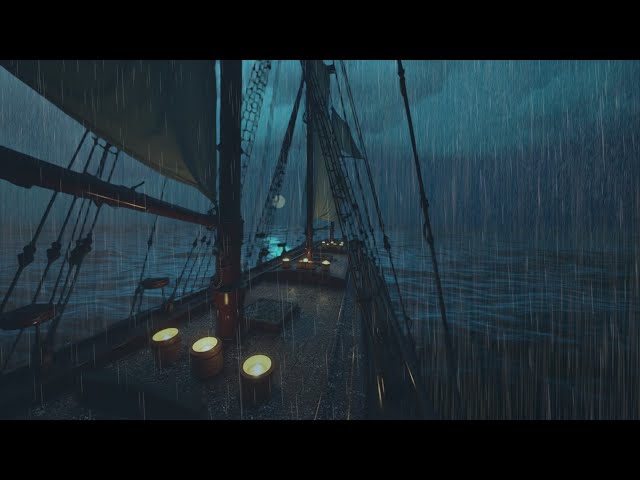 Drifting Sailboat in a Storm - 수면, 연구 또는 명상을 위한 비 및 천둥 소리