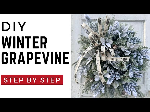 DIY Winter Grapevine Wreath: Easy Pine & Frosted Greenery Tutorial #winterwonderland