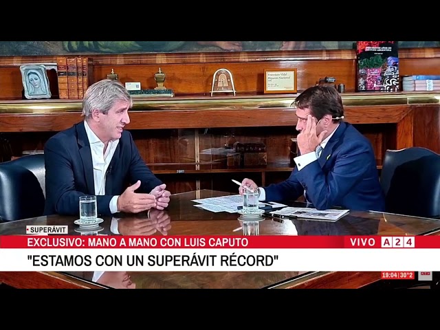 Entrevista del Ministro de Economía, Luis Caputo, con Eduardo Feinmann en El Noticiero de A24.