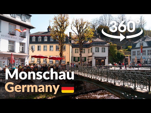 Traditional German Village - Relaxing Walk - VR 360° 5K Video Hike - Monschau, Germany 🇩🇪