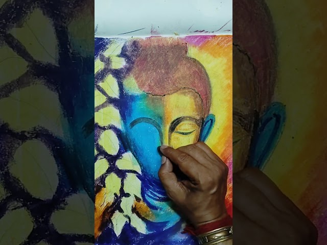 Gautam buddha drawing, Oil pastel drawing step by step, how to draw lord buddha easy oil pastel