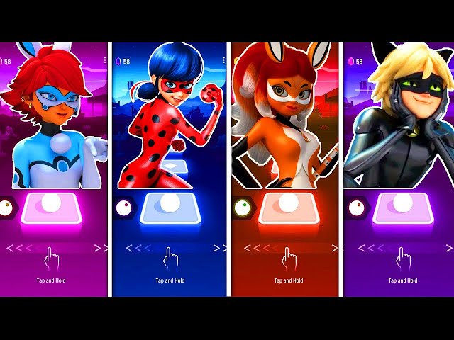 Bunnyx 🆚 Ladybug 🆚 Rena Rouge 🆚 Cat Noir Tiles Hop EDM RUSH