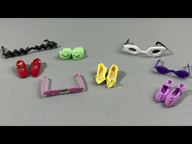 Miniature Polymer Clay Shoes and sun glasses, DIY Miniature Shoes and sun glasses for Barbie EP31