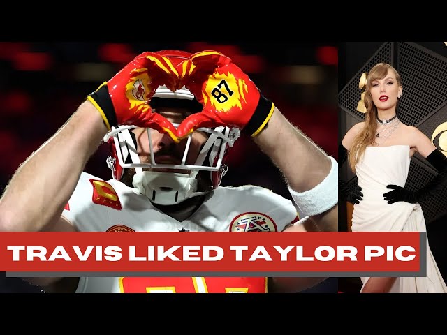 Travis Kelce Likes Taylor Swift's Stunning 2024 Grammys Red Carpet Photo