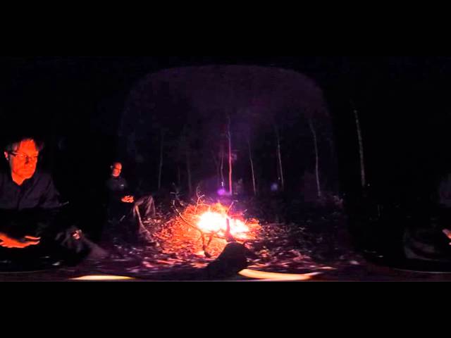 just sitting and watching a fire at night in the woods