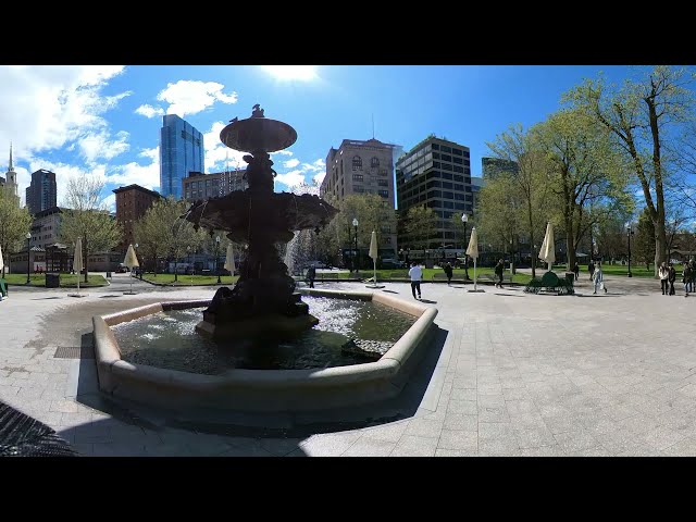 [5K] 360° VR Boston Park Walking Tour - Boston Common, Public Garden | Virtual Reality Travel Guide